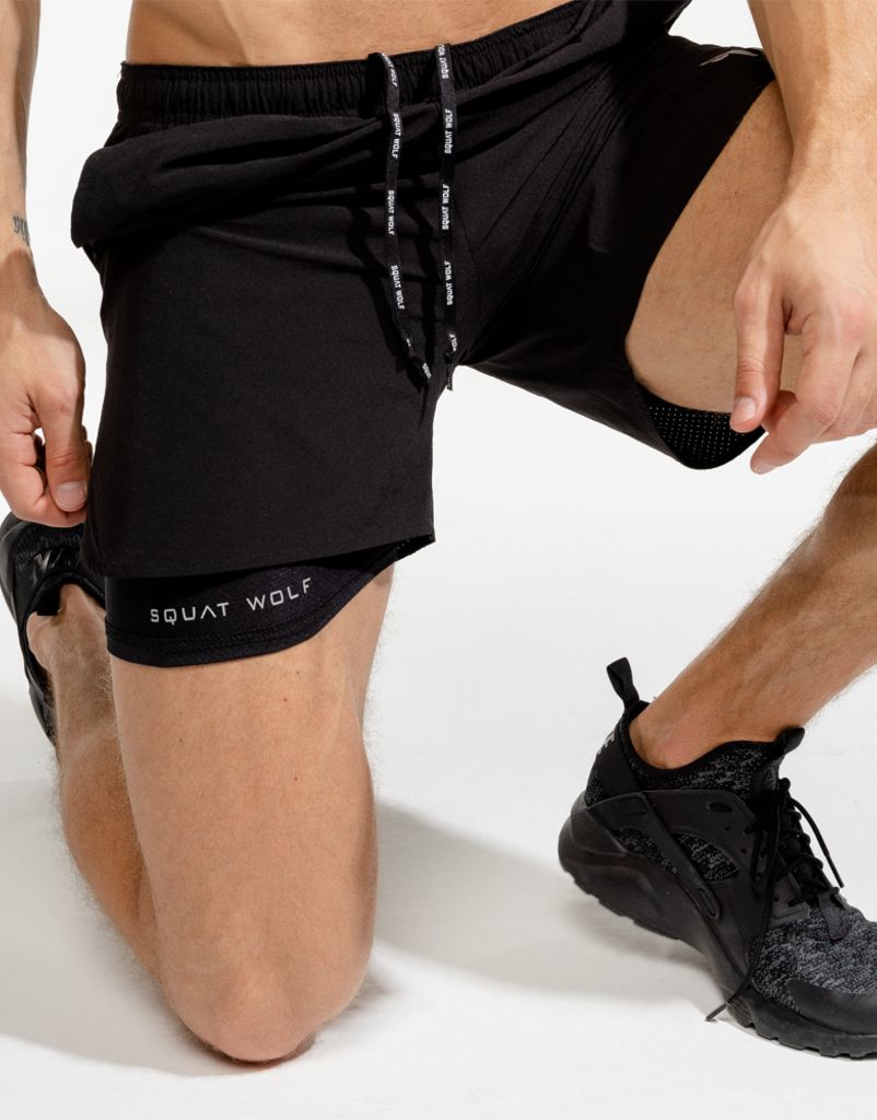 2-in-1 Dry Tech Shorts - Black