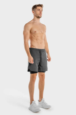 Load image into Gallery viewer, Limitless 2-In-1 Shorts – Charcoal And Black
