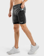 Load image into Gallery viewer, Limitless 2-In-1 Shorts – Charcoal And Black
