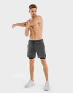 Load image into Gallery viewer, Limitless 2-In-1 Shorts – Charcoal And Black
