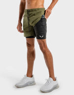 Load image into Gallery viewer, Limitless 2-In-1 Shorts – Khaki And Black
