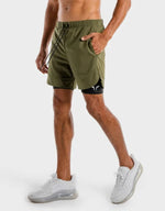 Load image into Gallery viewer, Limitless 2-In-1 Shorts – Khaki And Black
