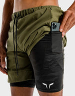 Load image into Gallery viewer, Limitless 2-In-1 Shorts – Khaki And Black
