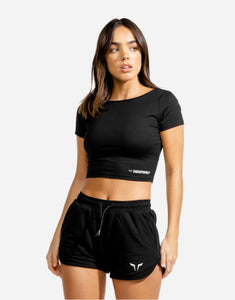 Warrior Crop Top - Half Sleeves - Black