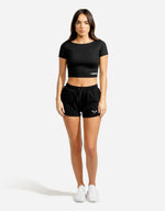 Load image into Gallery viewer, Warrior Crop Top - Half Sleeves - Black
